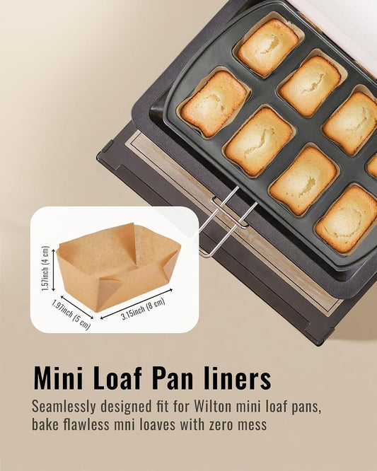 Bake Choice 100 Mini Loaf Pan Liners Compatible with Wilton Mini Loaf Pan — product details
