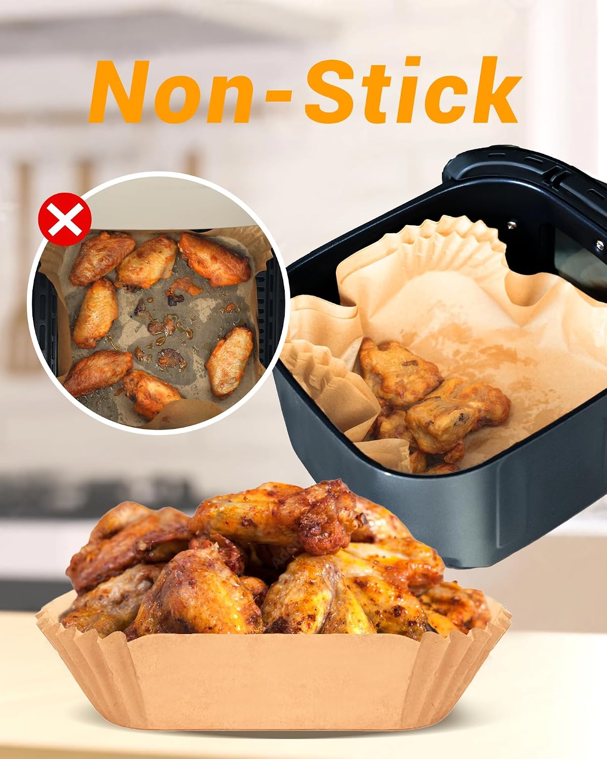 500Pcs Air Fryer Paper Liners, 8’’ Square Disposable Parchment Paper — product details