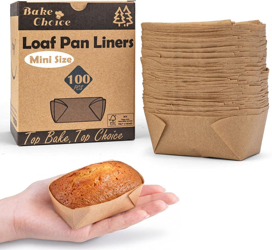 Bake Choice 100 Mini Loaf Pan Liners Compatible with Wilton Mini Loaf Pan — main product image
