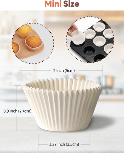 Bake Choice 400pcs White Cupcake Liners for Baking, Mini Muffin Liners — product details
