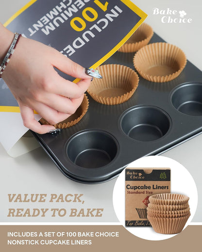 Bake Choice Muffin Pan includes 100 Natural Cupcake Liners — product details