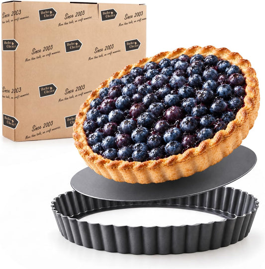 Bake Choice 9 Inch Tart Pan with Removable Bottom, Non-stick, Carbon Steel — main product image