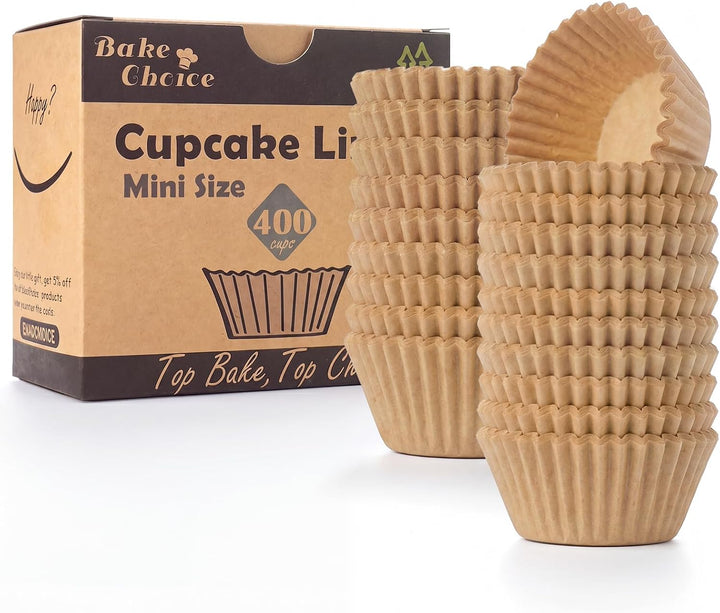 Bake Choice 400pcs Mini Cupcake Liners for Baking, Muffin Liners — main product image