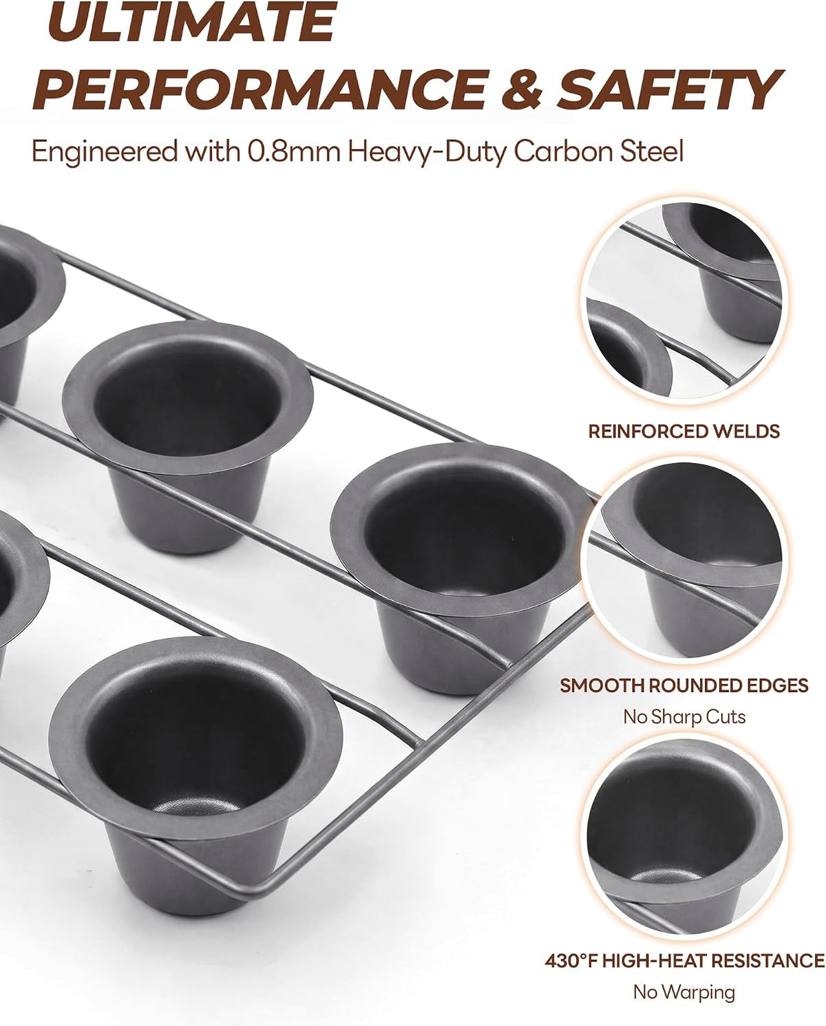 Nonstick 6-Cup Popover Pan, Heavy-Duty Carbon Steel — product details