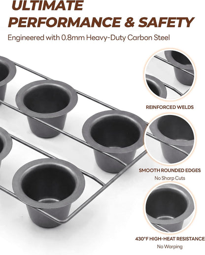 Nonstick 6-Cup Popover Pan, Heavy-Duty Carbon Steel — product details