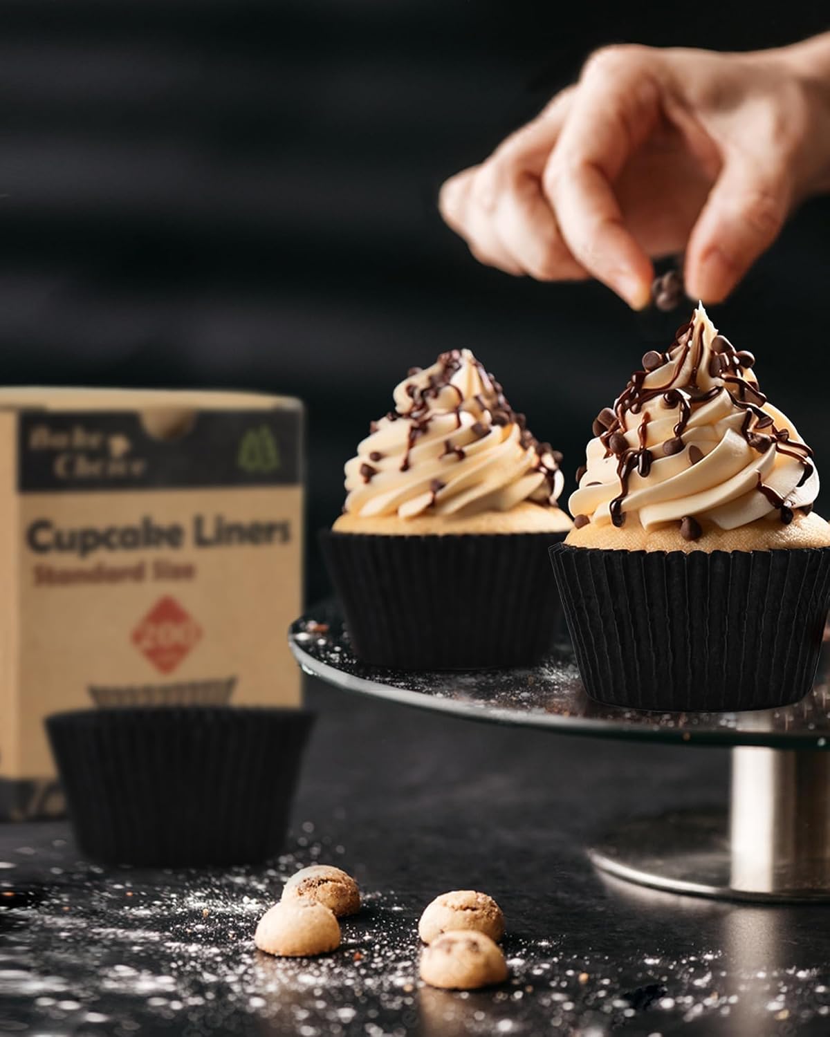 Bake Choice 200pcs Standard cupcake liners for Baking, Black Muffin Liners — product details