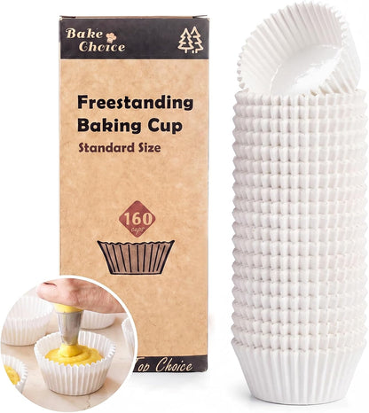 Bake Choice Standard Cupcake Liners for Baking, 160PCS, Non-stick, White — main product image