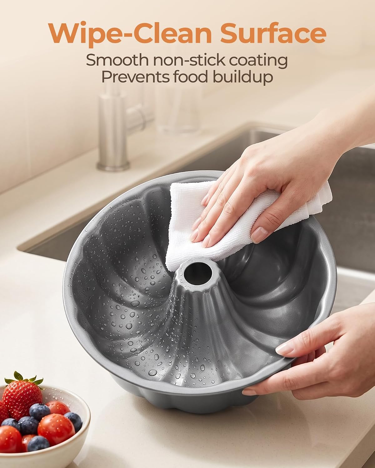 Bake Choice Bundt Cake Pan,12 Cup Fluted Tube Cake Pan, Made Without PFAS — product details