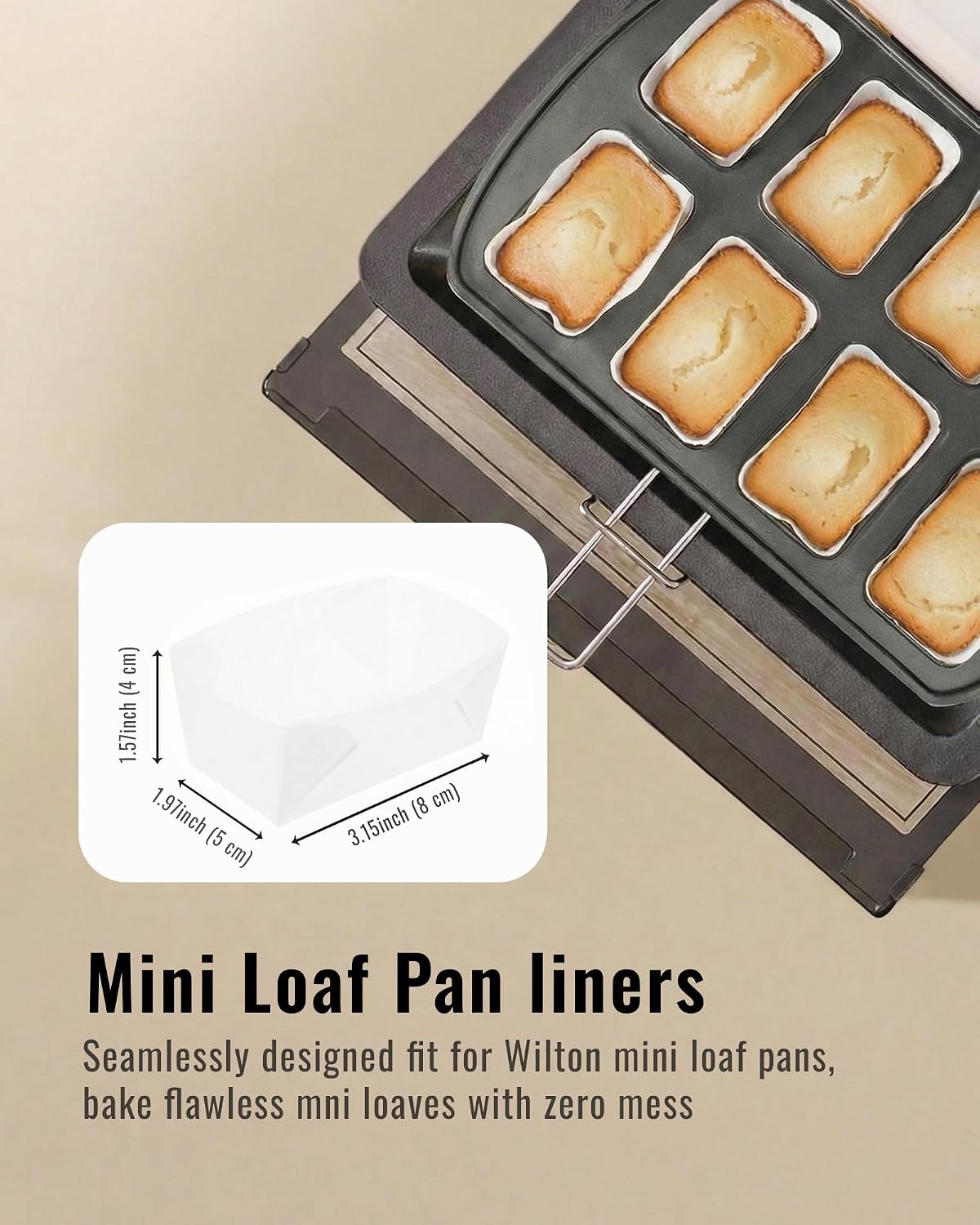 Bake Choice 100 Mini Loaf Pan Liners Compatible with Wilton Mini Loaf Pan — product details