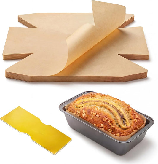 Bake Choice 100 Pcs Loaf Pan Liners for Baking Bread 9x5 Inch, Bread Pan Liners with Cardboard Formers, Non-Stick Pre Cut Unbleached Parchment Paper for Loaf Pan — product details