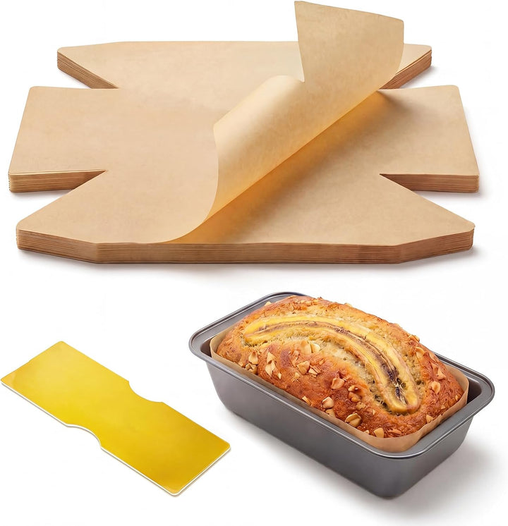 Bake Choice 100 Pcs Loaf Pan Liners for Baking Bread 9x5 Inch, Bread Pan Liners with Cardboard Formers, Non-Stick Pre Cut Unbleached Parchment Paper for Loaf Pan — product details