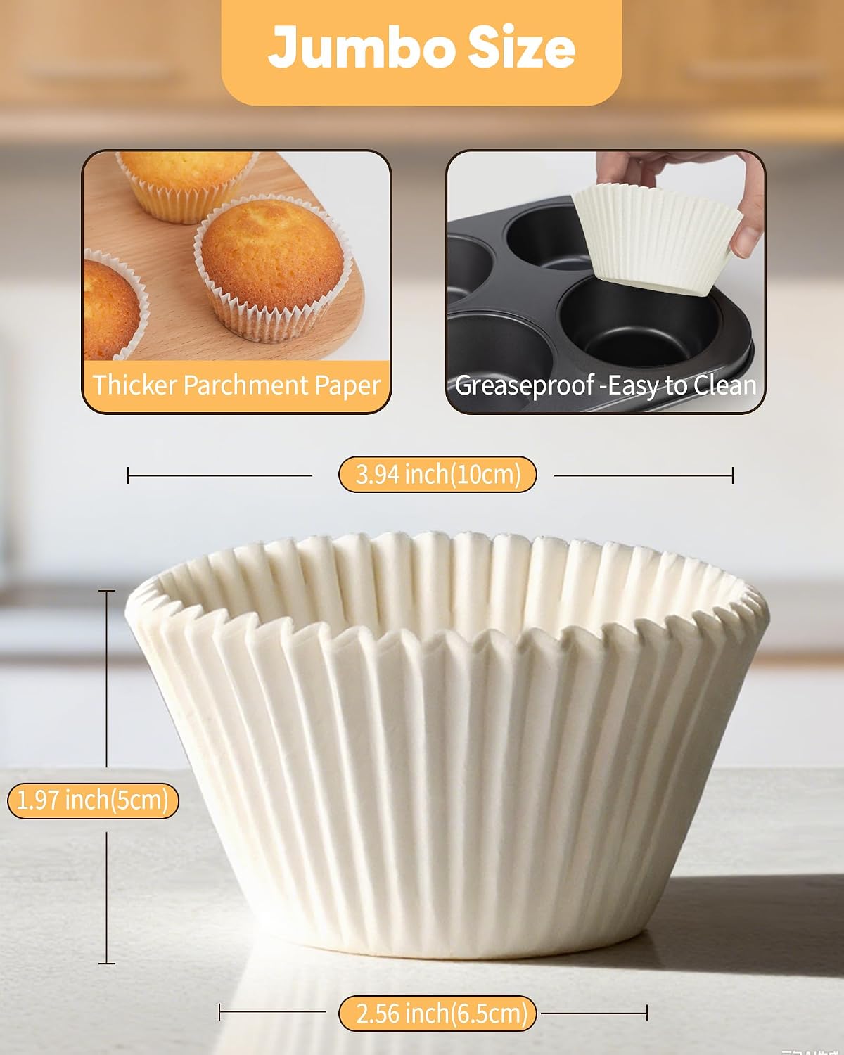 Bake Choice 100pcs Jumbo Cupcake Liners for Baking, White Muffin Liners — product details