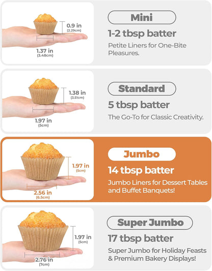 Bake Choice 100pcs Jumbo Cupcake Liners for Baking, Natural Muffin Liners — product details