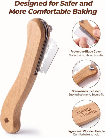 Bake Choice Bread Lame, Sourdough Scoring Tool with Ergonomic Wooden Handle — product details