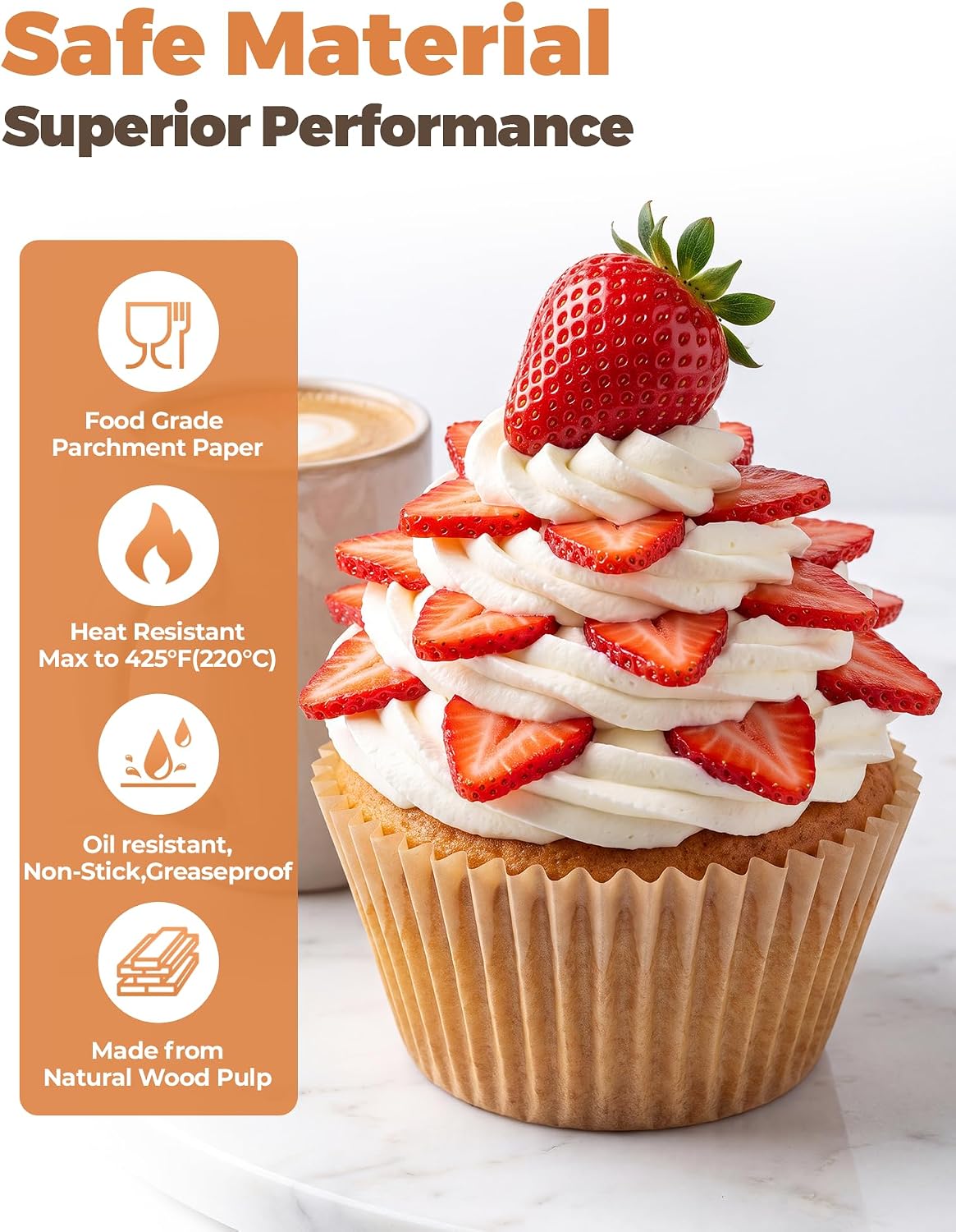 Bake Choice 100pcs Super Jumbo Cupcake Liners for Baking, EU 65GSM Paper — product details