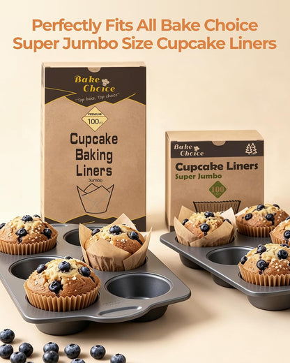 Bake Choice 2 Super Jumbo Muffin Pan for Baking with 40 PC 65GSM Liners — product details