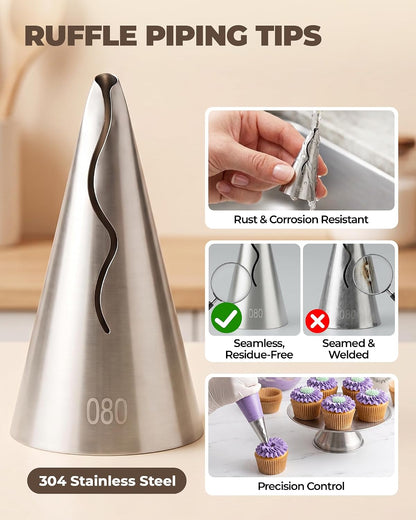 Bake Choice 43 Pcs Ruffle Piping Tips and Bags Sets for Cake Decorating — product details