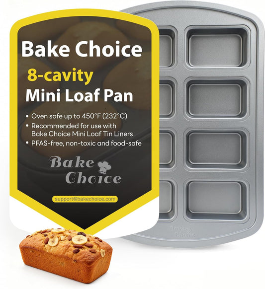Bake Choice Mini Loaf Pan, 8-Cavity Non-Stick Carbon Steel Baking Pans Set — product details