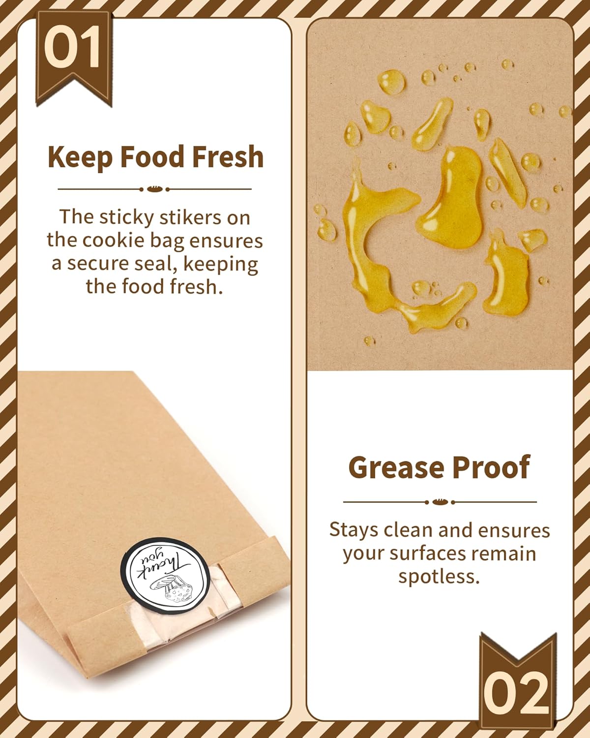 Bake Choice 50 PCS Small Cookie Bags with Seal, 3.5"x 2.3"x7.5 Treat Bags — product details