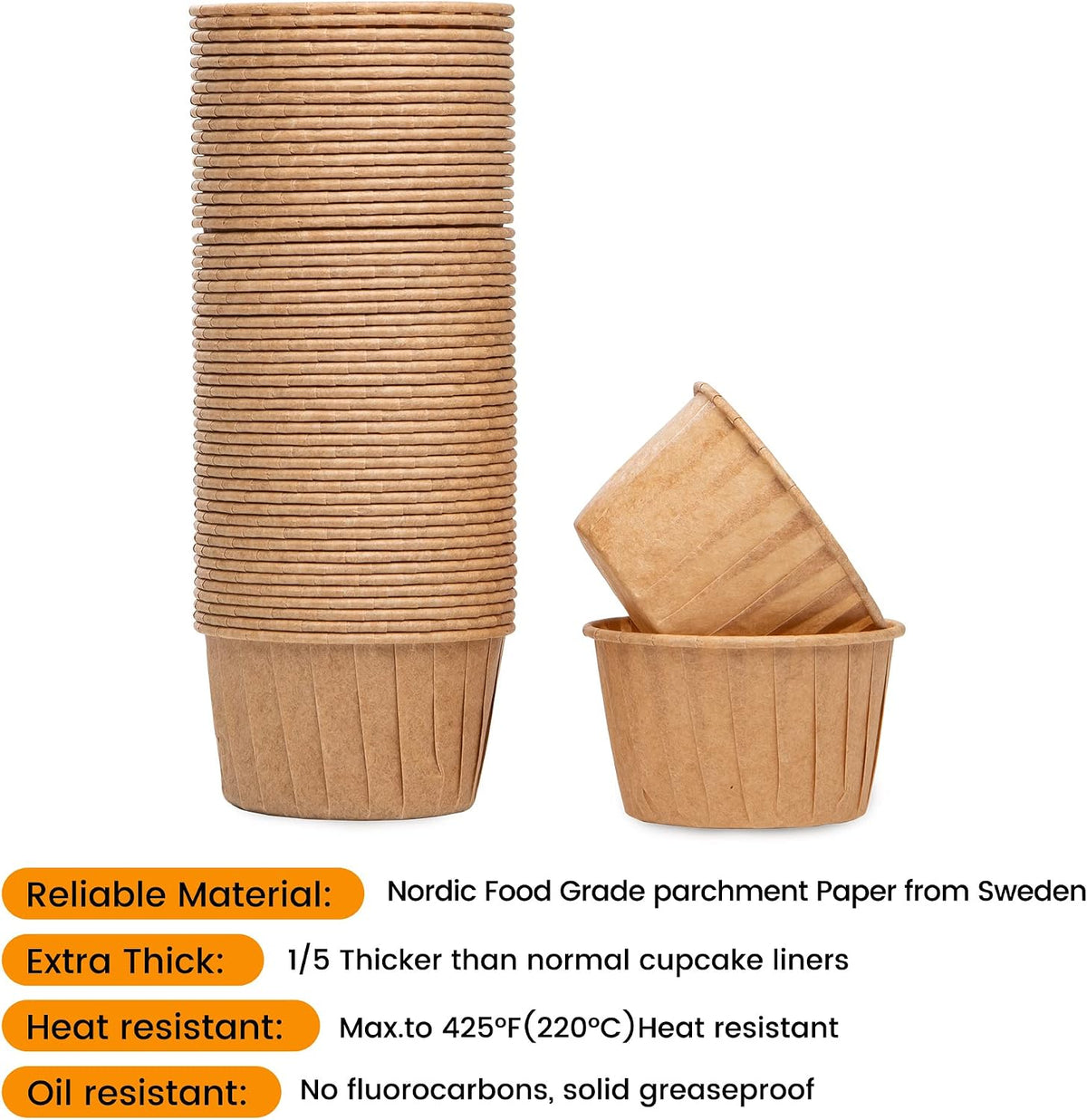Bake Choice 50pcs Natural Cupcake Baking Cups, Heavy Duty Parchment Paper — product details