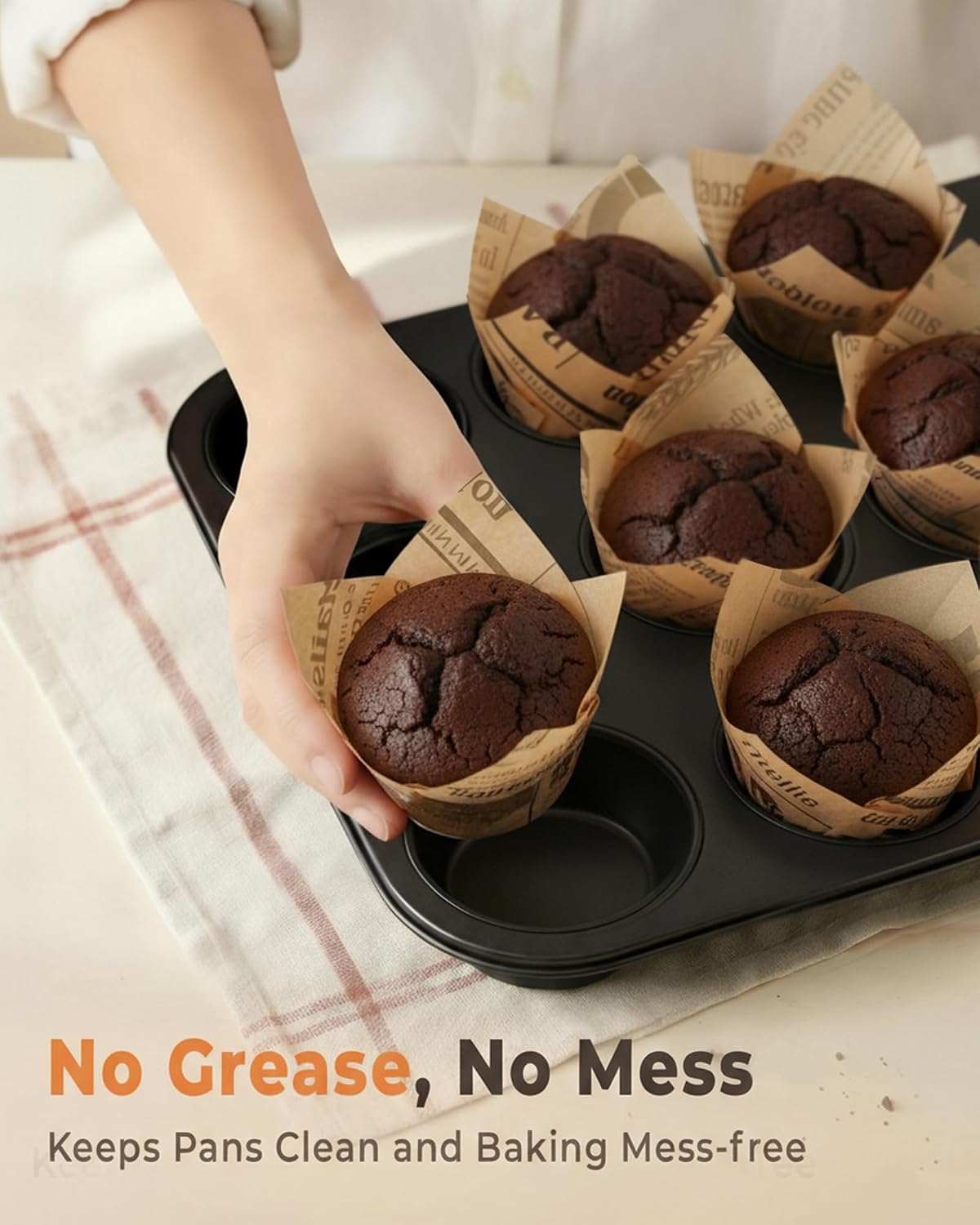 Bake Choice 200pc Standard Tulip Cupcake Liners for Baking, Newspaper Print — product details