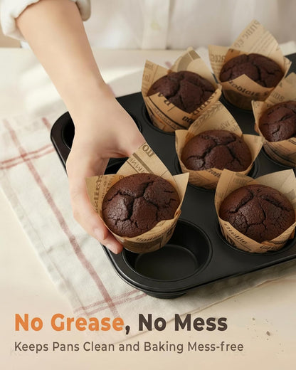 Bake Choice 200pc Standard Tulip Cupcake Liners for Baking, Newspaper Print — product details