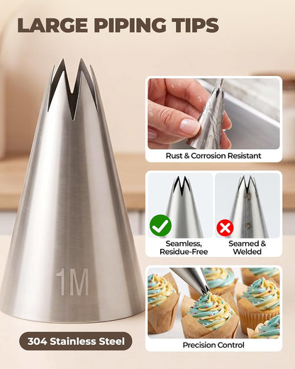 Bake Choice 8-Piece Large Piping Tips Set | 1A、1M、580、853、195、1C、2C、347 — product details