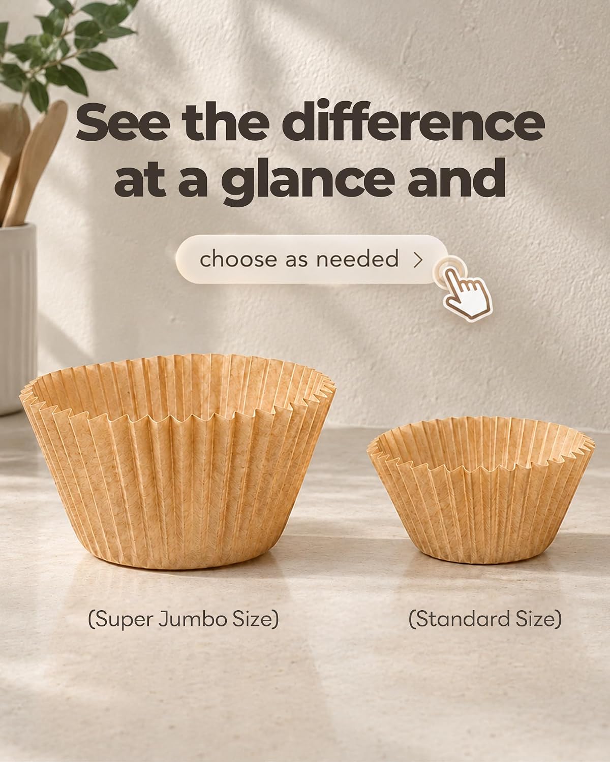 Bake Choice 100pcs Super Jumbo Cupcake Liners for Baking, EU 65GSM Paper — product details