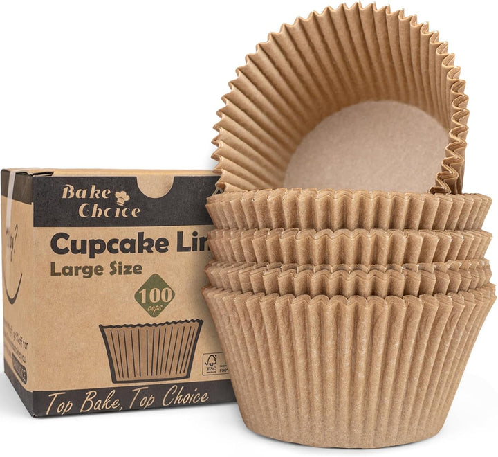 Bake Choice 100pcs Jumbo Cupcake Liners for Baking, Natural Muffin Liners — main product image