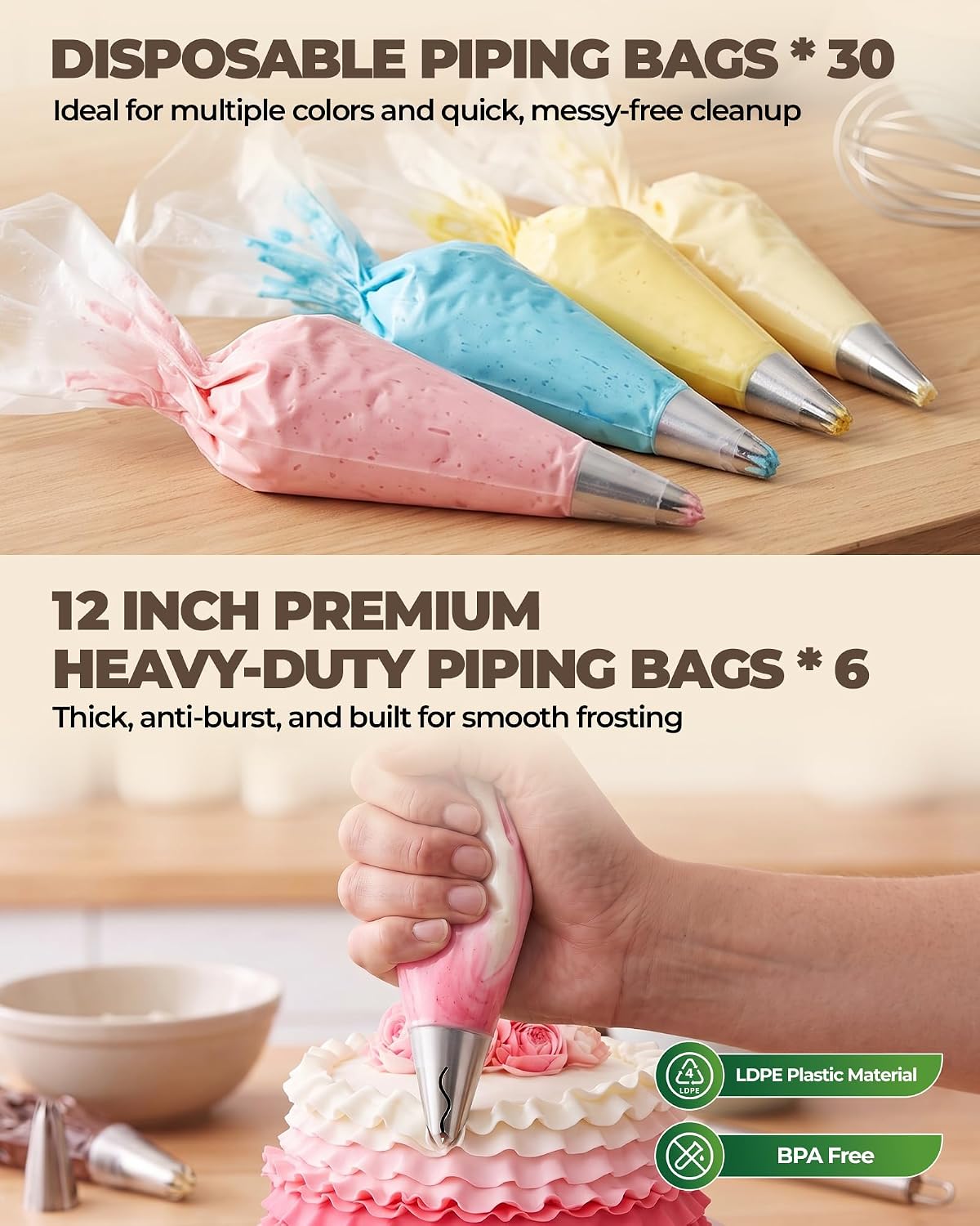 Bake Choice 43 Pcs Ruffle Piping Tips and Bags Sets for Cake Decorating — product details