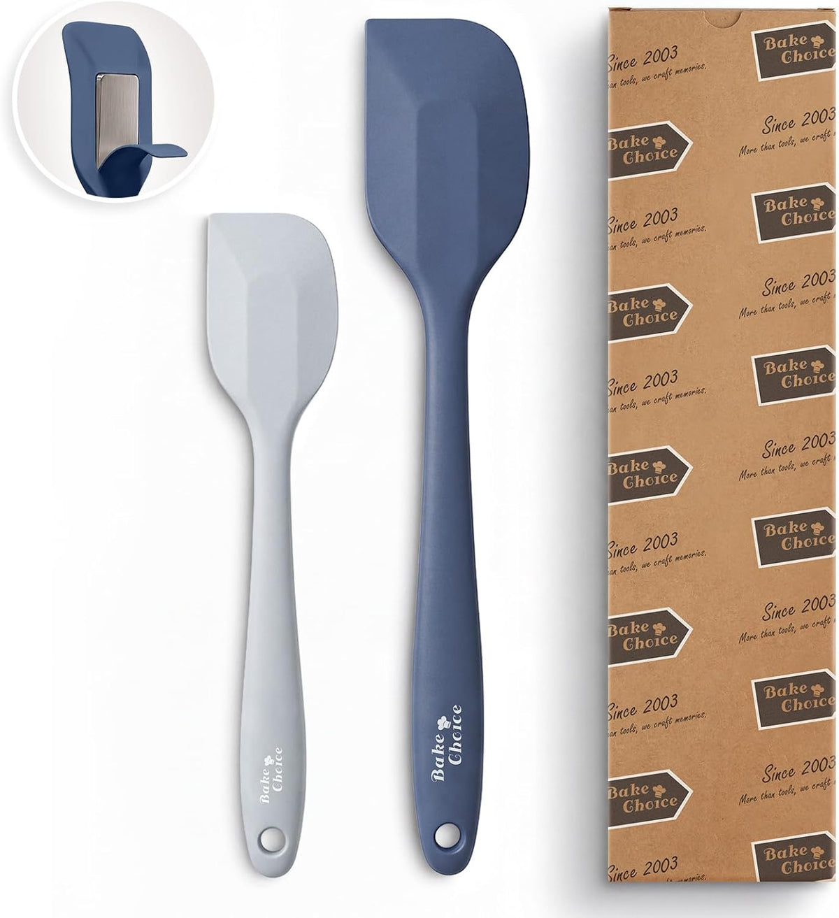 Bake Choice 2-Piece Heat Resistant Silicone Spatula Set with Steel Core — main product image