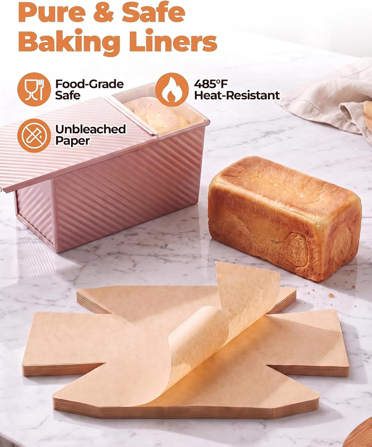 Bake Choice Loaf Pan Liners for 1 LB Pullman Loaf Pan with Lid, 50 Sets — product details