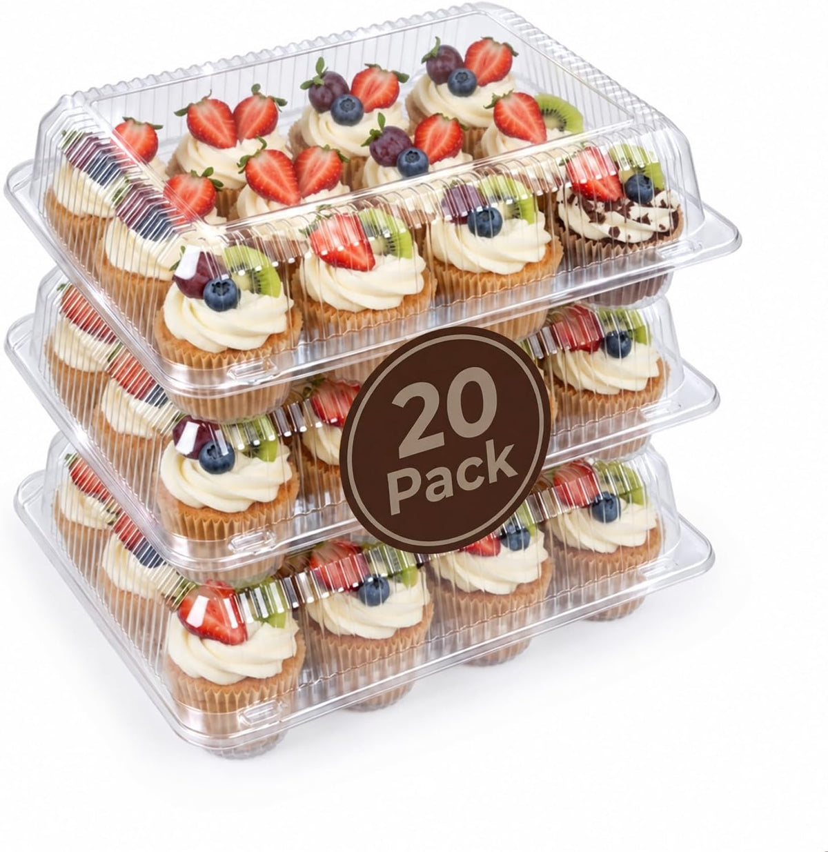 Bake Choice 20 Sets x 12 Count Cupcake Containers with Detachable Lid — main product image