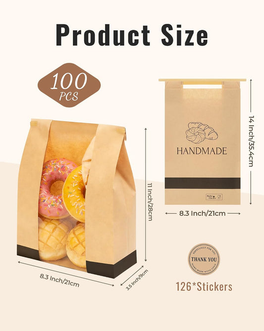 Bake Choice 100Pcs Paper Bread Bags for Homemade Bread, 14 x 8.3 x 3.5 Inch — product details