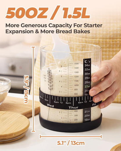 Bake Choice Sourdough Starter Jar, Large 50oz Sourdough Starter Kit — product details