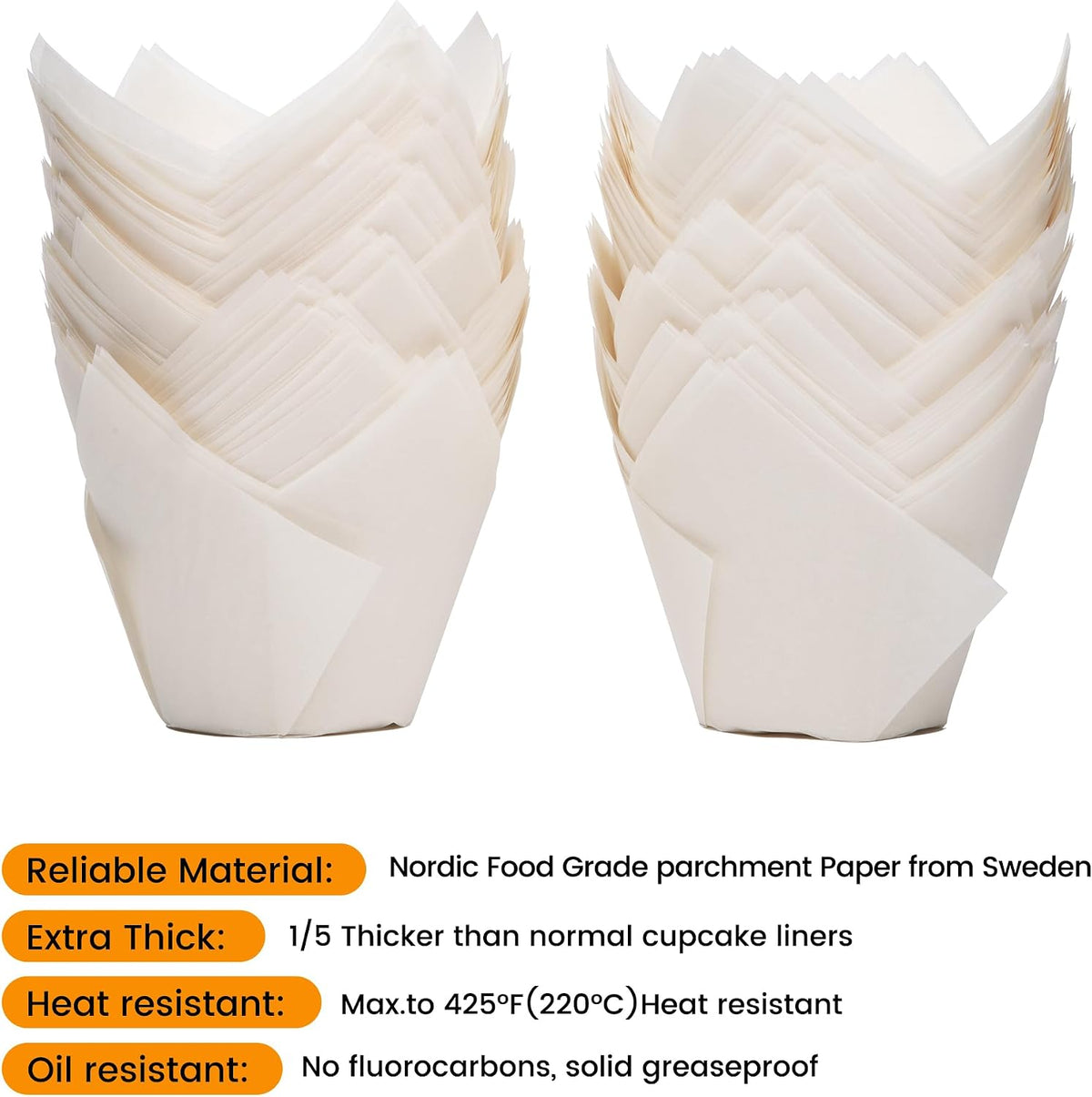 Bake Choice 100pcs Extra Large White Tulip Cupcake Liners for Baking — product details