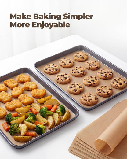 Bake Choice 2 Pack 18x13In Half Sheet Pans With 100Pcs Parchment Sheets — product details