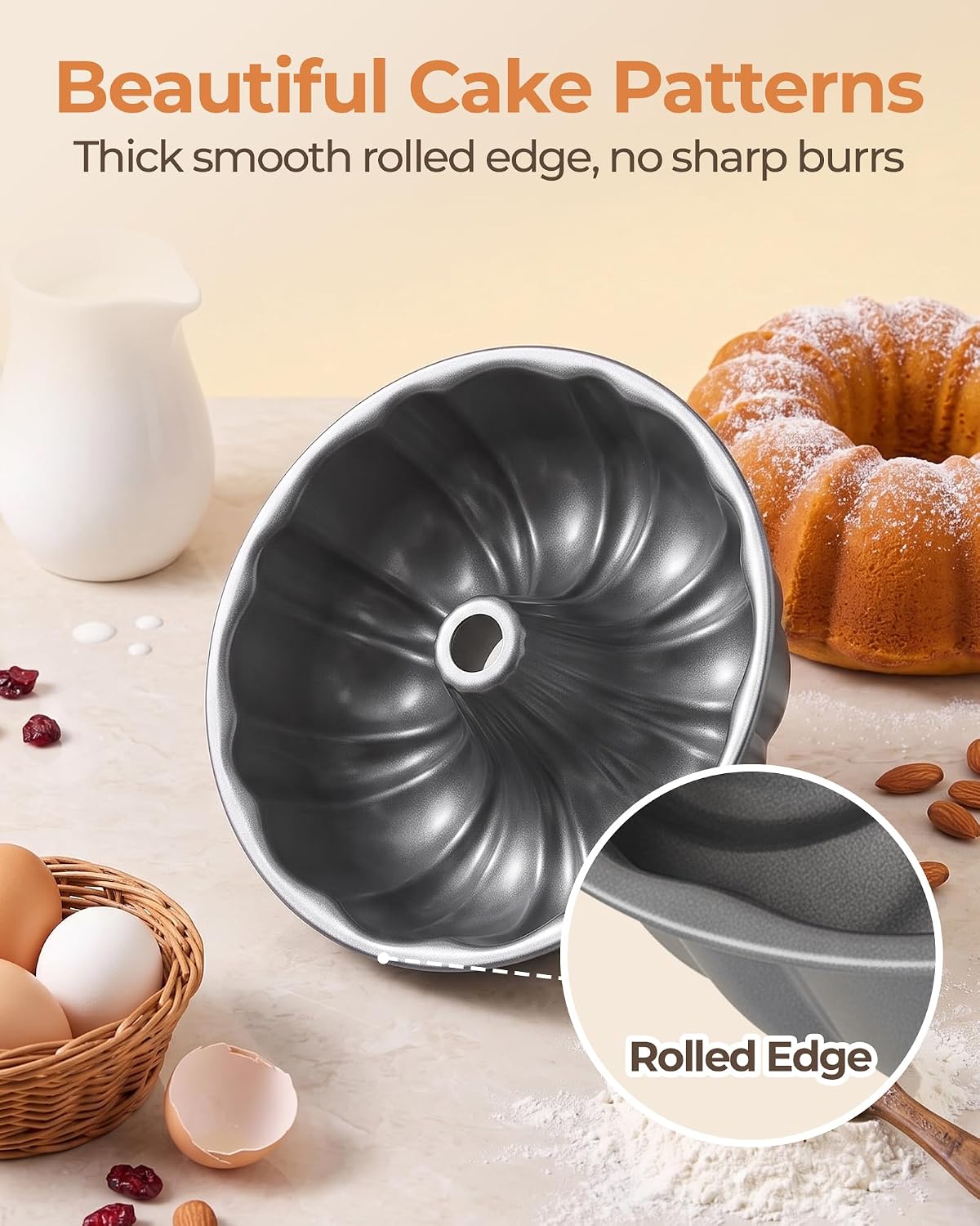 Bake Choice Bundt Cake Pan,12 Cup Fluted Tube Cake Pan, Made Without PFAS — product details