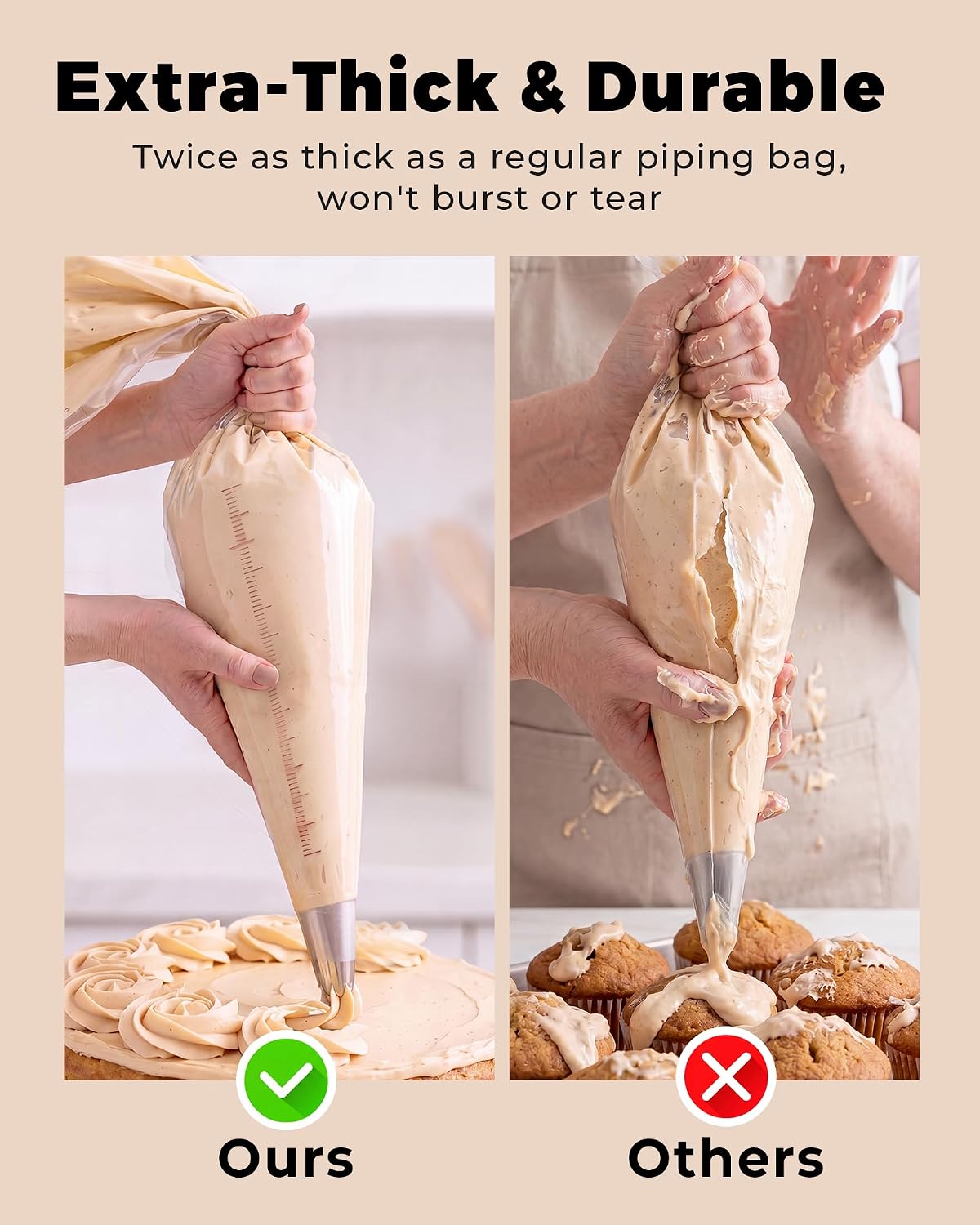 Bake Choice 21 Inch Piping Bags, 100PCS Thickened Disposable Pastry Bags — product details