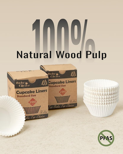Bake Choice 200pcs Standard Cupcake Liners for Baking, White Muffin Liners — product details
