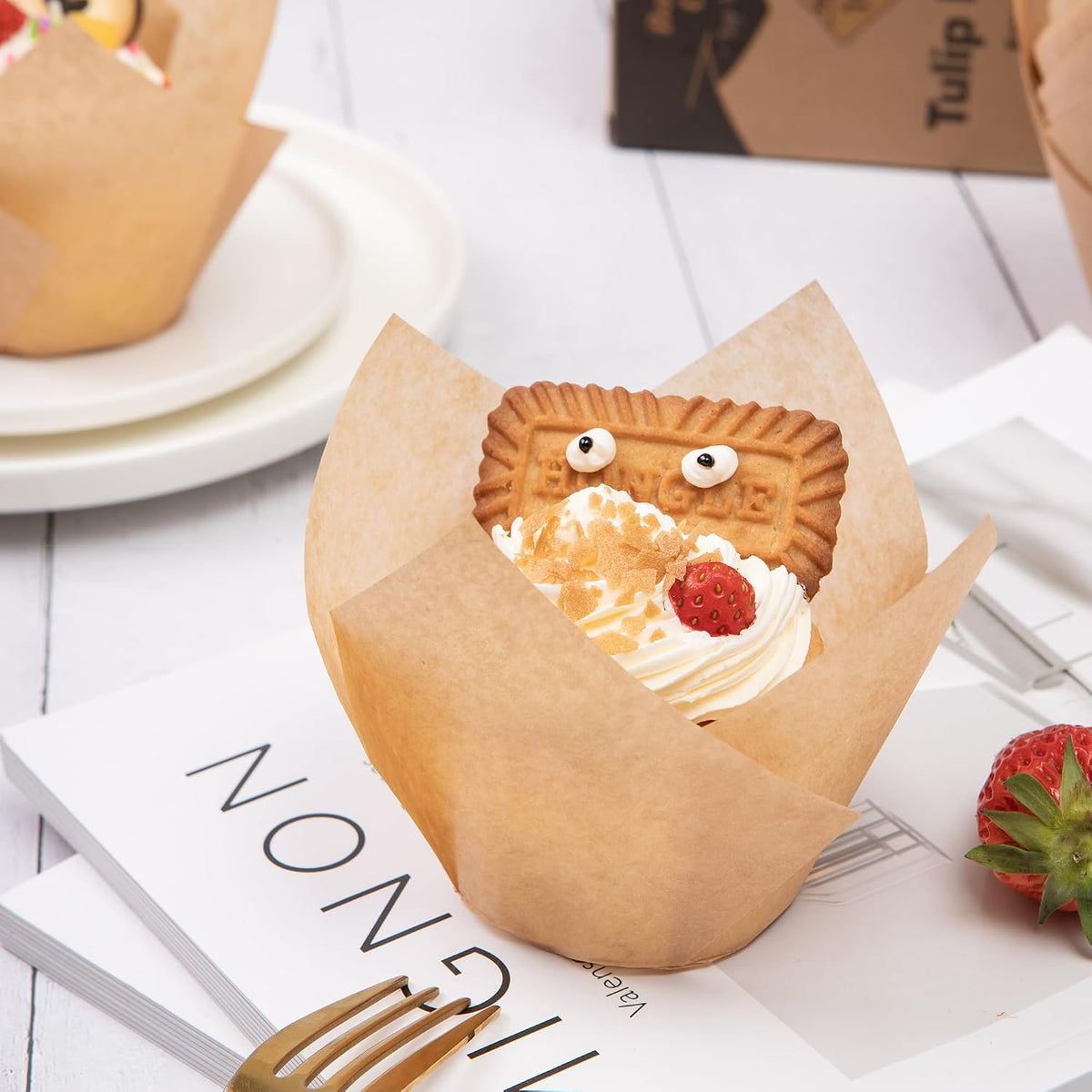 Bake Choice 100pcs Extra Large Natural Tulip Cupcake Liners, 65GSM Paper — product details