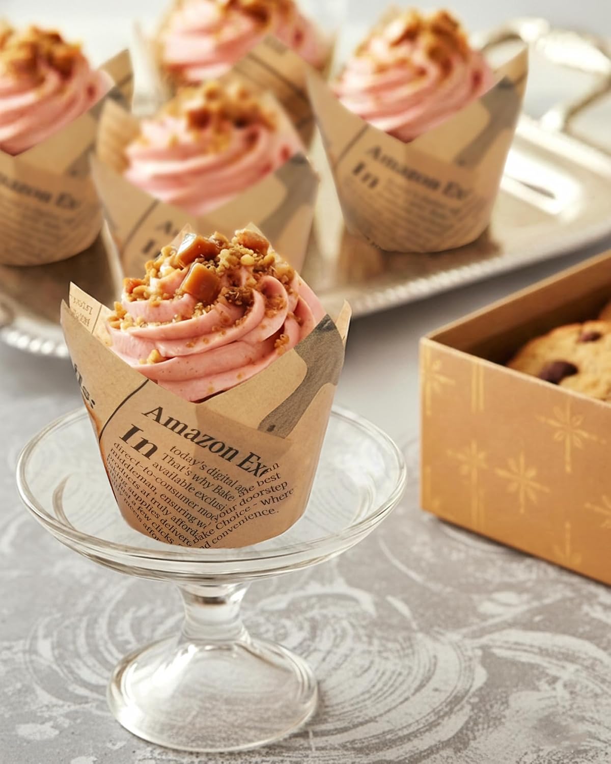 Bake Choice 200pc Standard Tulip Cupcake Liners for Baking, Newspaper Print — product details