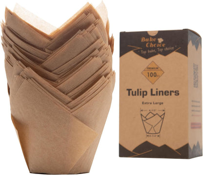 Bake Choice 100pcs Extra Large Natural Tulip Cupcake Liners, 65GSM Paper — product details