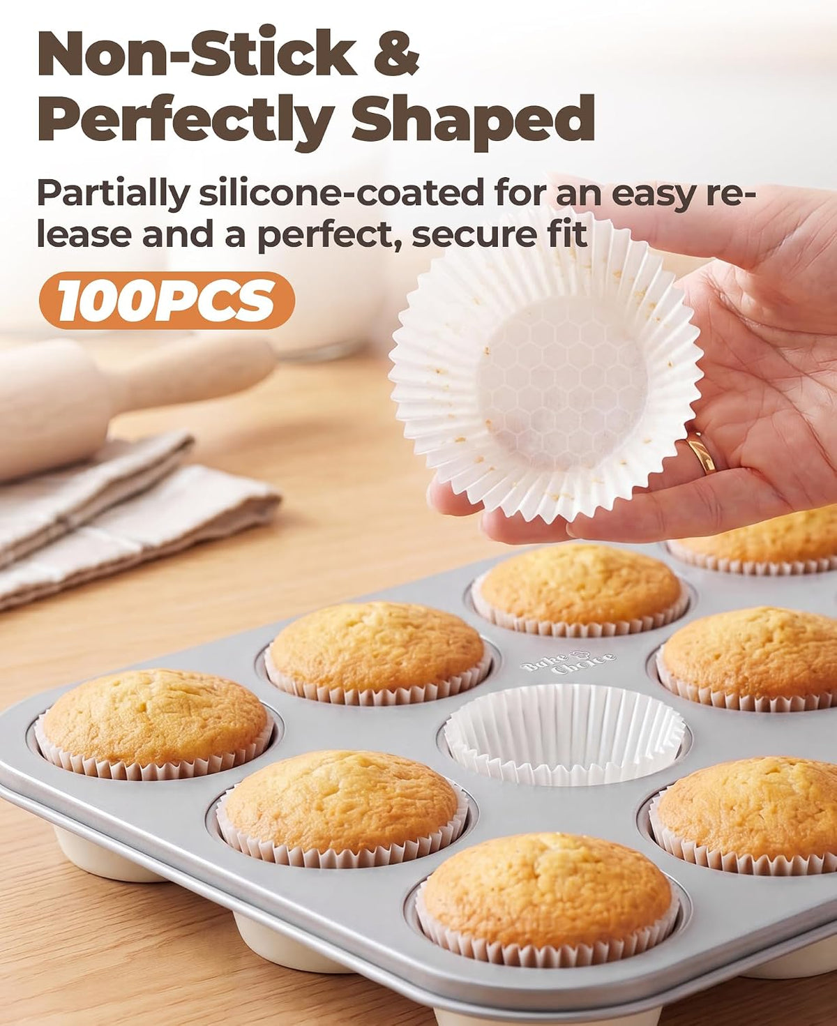 Bake Choice Muffin Pan for Baking, Standard Cupcake Pan, Cream Gray — product details