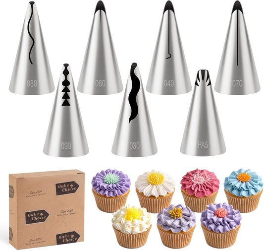 Bake Choice 7-Piece Ruffle Piping Tips for Cake, Cupcake, Cookie Decorating — main product image