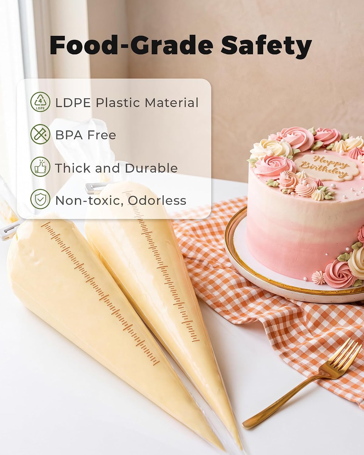 Bake Choice 21 Inch Piping Bags, 100PCS Thickened Disposable Pastry Bags — product details
