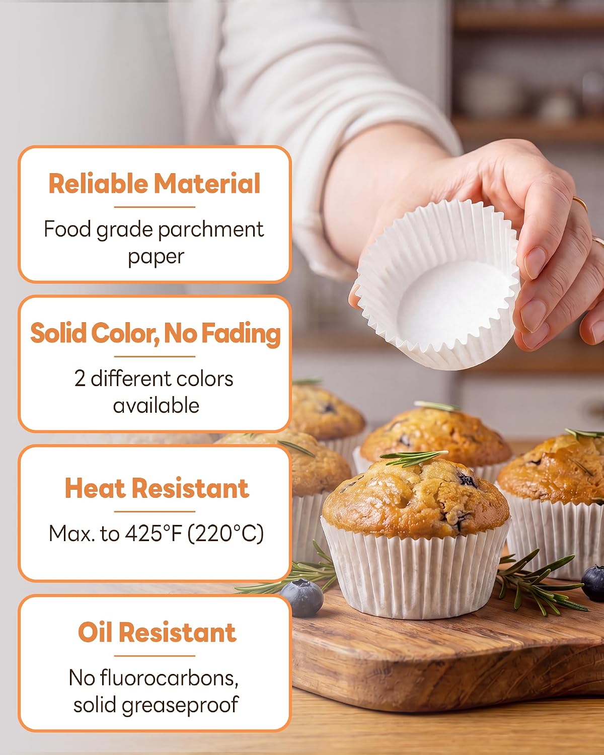 Bake Choice 250PCS Mini Cupcake Liners for Baking, Non-stick, White — product details