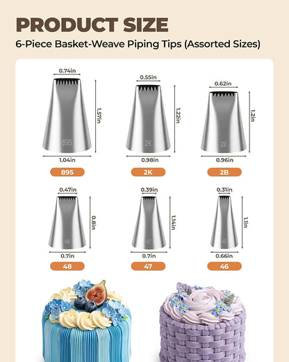 Bake Choice 42Pcs Basketwave Piping Tips and Bags, Seamless Cake Piping Kit — product details