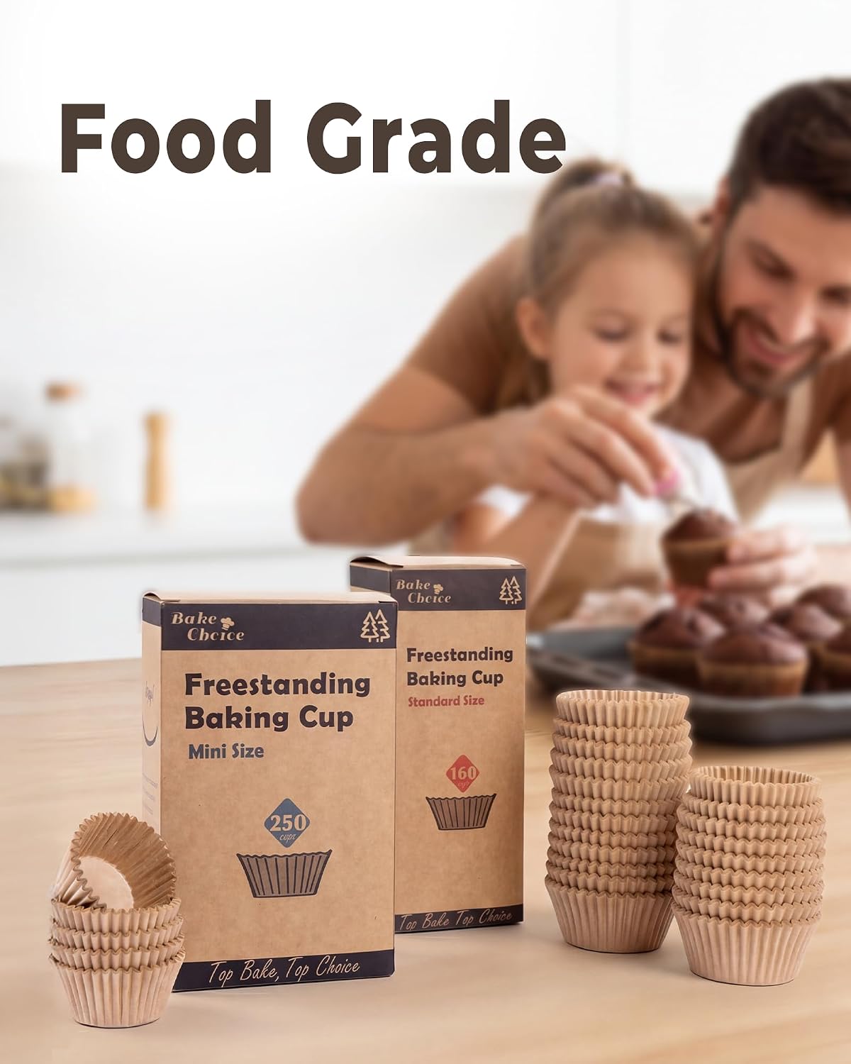 Bake Choice Standard Cupcake Liners for Baking, 160PCS, Non-stick, Natural — product details