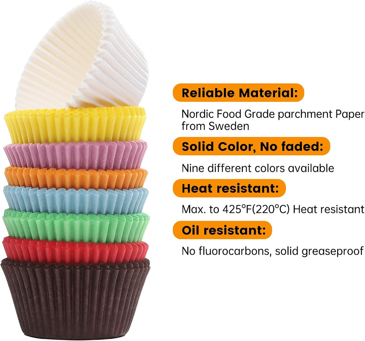 Bake Choice 200pc Standard Cupcake Liners for Baking, Rainbow Muffin Liners — product details